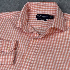 Ralph Lauren Polo Golf Button Up Shirt Westerton Orange Gingham‎ Mne's SIze L